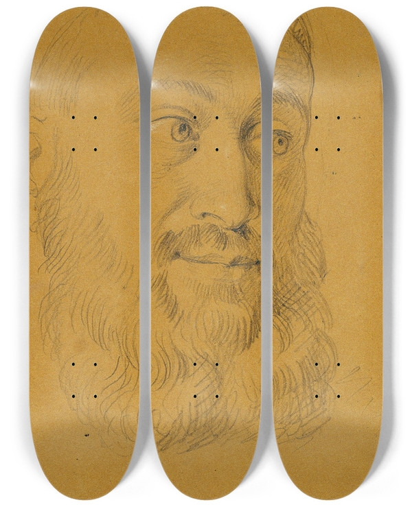 Triptych art skateboard deck of Johann Peter Krafft Portrtstudie Zu Rudolf Von Habsburg Und Der Priester by Johann Peter Krafft (1780-1856)