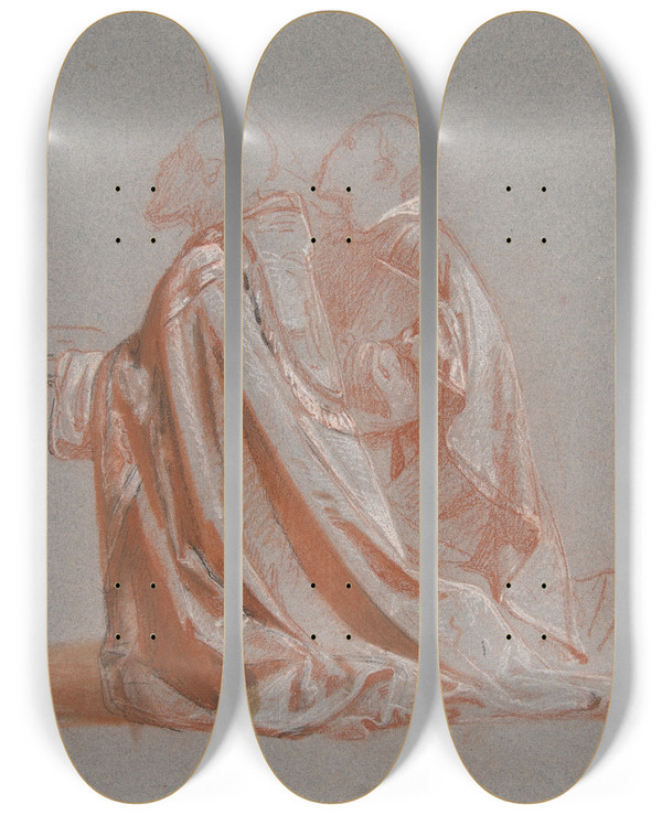 Triptych art skateboard deck of Isidore Pils Two Bishops by Isidore Pils (1815-1875)