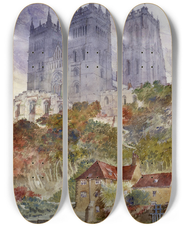 Triptych art skateboard deck of Cass Gilbert Durham Cathedral England by Cass Gilbert (1859-1934)