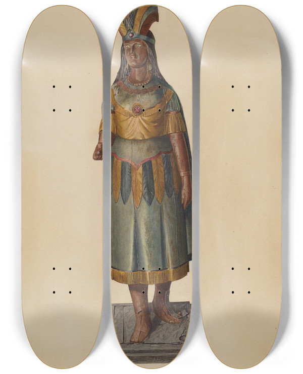 Triptych art skateboard deck of Henry Tomaszewski Cigar Store Indian_3 by Henry Tomaszewski