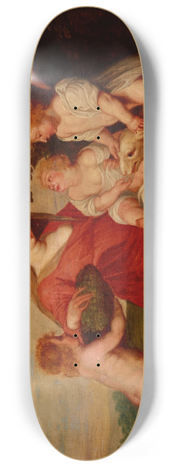 Follower of Peter Paul Rubens - Holy Family with the Infant Saint John the Baptist and an Angel 8.25 inch art skate deck