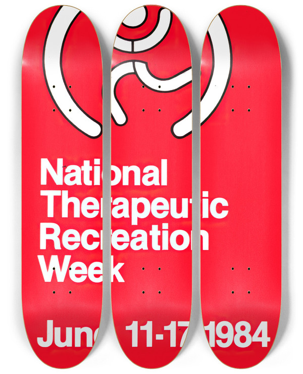 Triptych art skateboard deck of National Institutes Of Health National Therapeutic Recreation Week by National Institutes Of Health (1887)