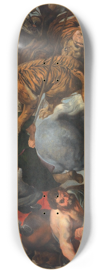 Follower of Peter Paul Rubens - The Tiger, Lion and Leopard hunt 8.25 inch art skate deck