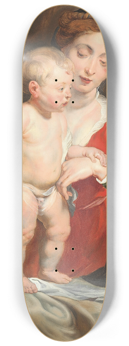 Follower of Peter Paul Rubens - The Virgin Supporting The Christ Child On A Parapet 8.25 inch art skate deck