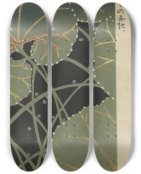 Triptych art skateboard deck of Ogino Issui Y Sketchbook Y Manga Pl27 by Ogino Issui (1900-1910)