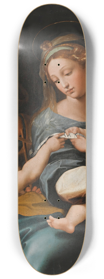 Follower of Raphael - Holy Family With The Infant St. John The Baptist, Or madonna Della Rosa 8.25 inch art skate deck