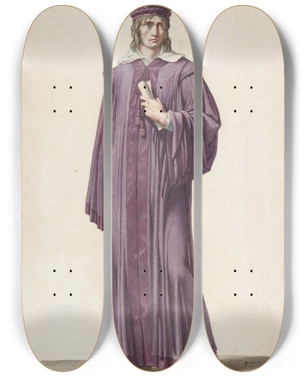 Triptych art skateboard deck of Pierrenarcisse Gurin A Judge Of The Criminal Court by Pierre-Narcisse Gurin (1774-1833)