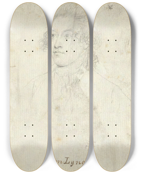 Triptych art skateboard deck of John Trumbull Thomaslynch by John Trumbull (1756-1843)