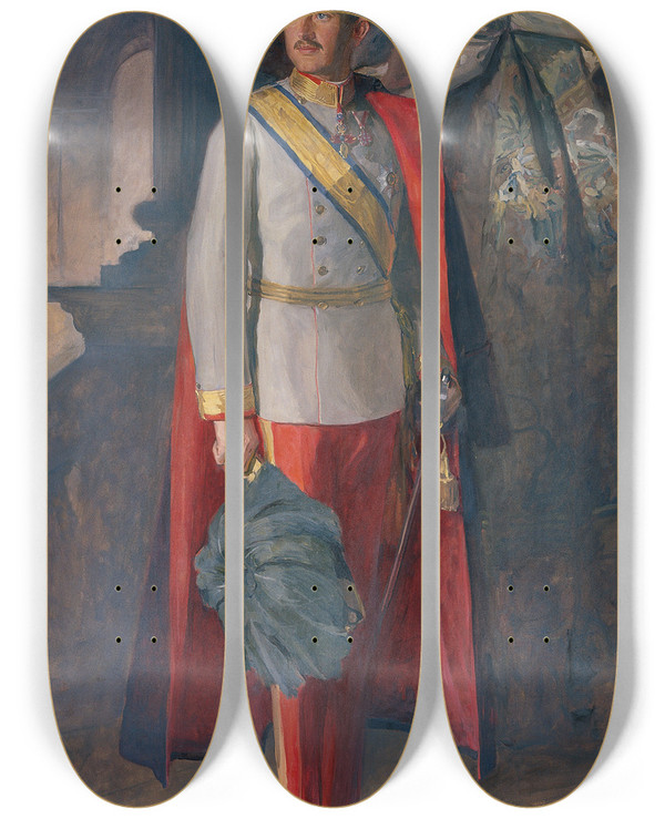 Triptych art skateboard deck of John Quincy Adams Kaiser Karl I Von Sterreich by John Quincy Adams (1874-1933)