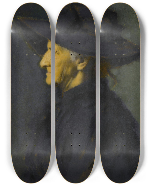 Triptych art skateboard deck of Jeanjacques Henner Madame Sraphin Henner by Jean-Jacques Henner (1829-1905)