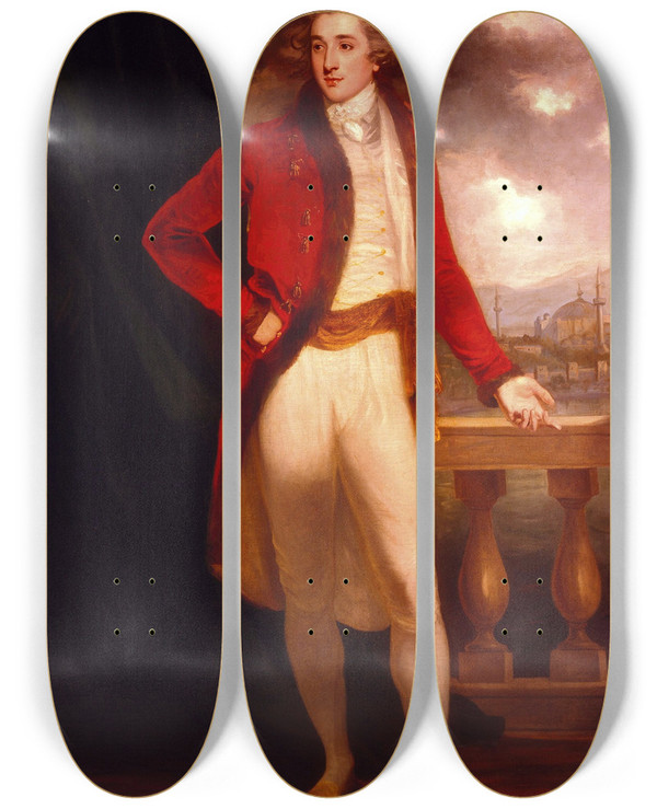 Triptych art skateboard deck of John Hoppner Portrait Of Captain George Porter by John Hoppner (1758-1810)