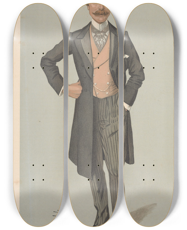 Triptych art skateboard deck of Leslie Matthew Ward Politicians Whitby Mr Ernest William Beckett June 7 1904 by Leslie Matthew Ward (1851-1922)