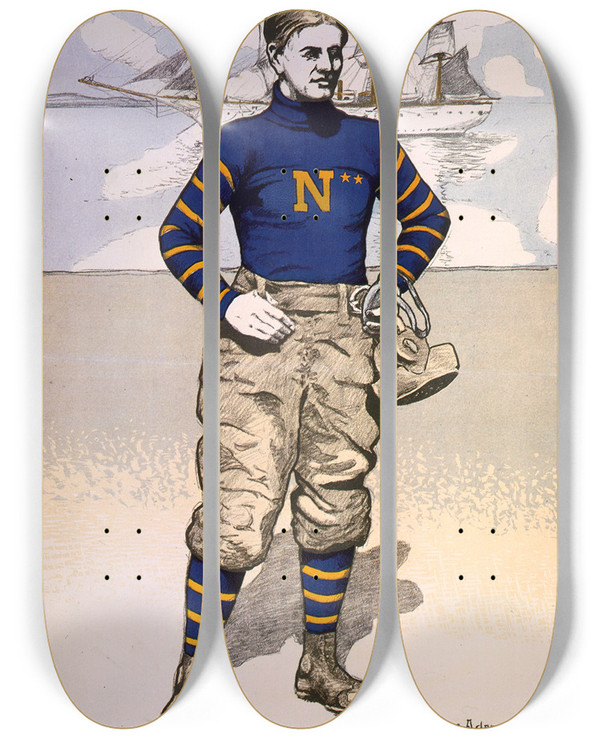 Triptych art skateboard deck of Bristow Adams Annapolis by Bristow Adams (1875-1956)