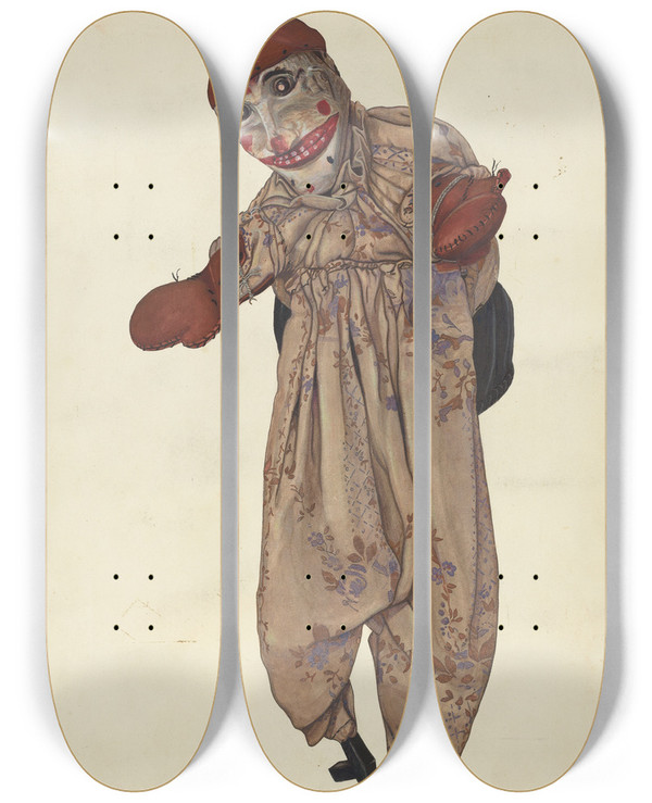 Triptych art skateboard deck of George File Puppet_2 by George File