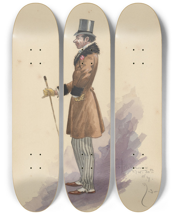 Triptych art skateboard deck of Will R Barnes Bomboact Ii by Will R Barnes (1939)