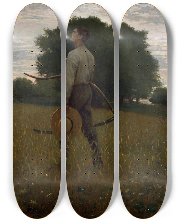 Triptych art skateboard deck of Winslow Homer Song Of The Lark by Winslow Homer (1836-1910)