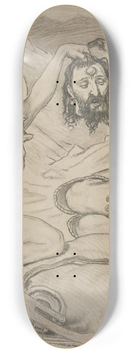 Ford Madox Brown - David and Goliath, Cartoon for Stained Glass Window at Jesus College, Cambridge 8.25 inch art skate deck