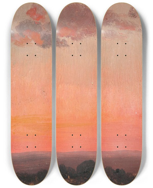 Triptych art skateboard deck of Jan Stanislawski Sunset by Jan Stanislawski (1860-1907)