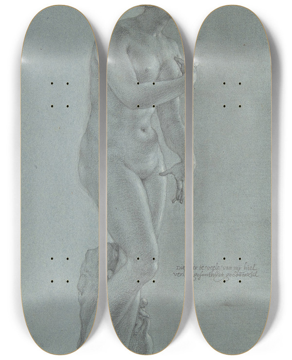 Triptych art skateboard deck of Peter Van Lint Venus De Medici View From The Front by Peter Van Lint (1609-1690)