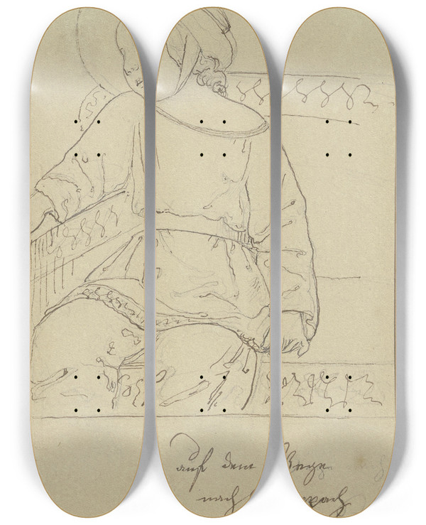 Triptych art skateboard deck of Marie Ellenrieder Im Sitzen Eingeschlafenes Kind Am 12 August 1826 Auf Dem Weg Nach Grenzach by Marie Ellenrieder (1791-1863)