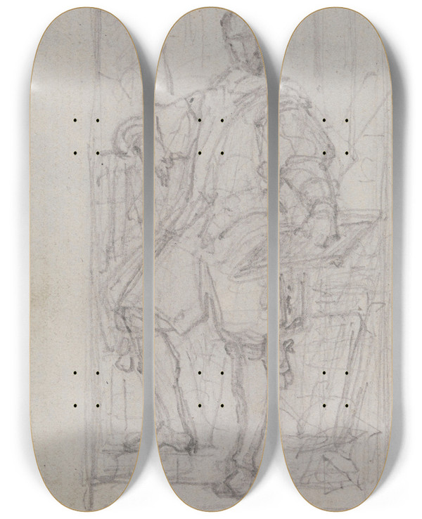 Triptych art skateboard deck of Nicaise De Keyser Portrait Of A Man_8 by Nicaise De Keyser (1813-1887)