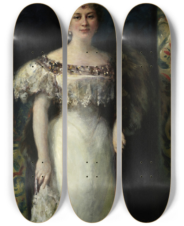 Triptych art skateboard deck of Maria Wasilkowskanostitz Portrait Of Mrs Wr by Maria Wasilkowska-Nostitz (1858-1922)