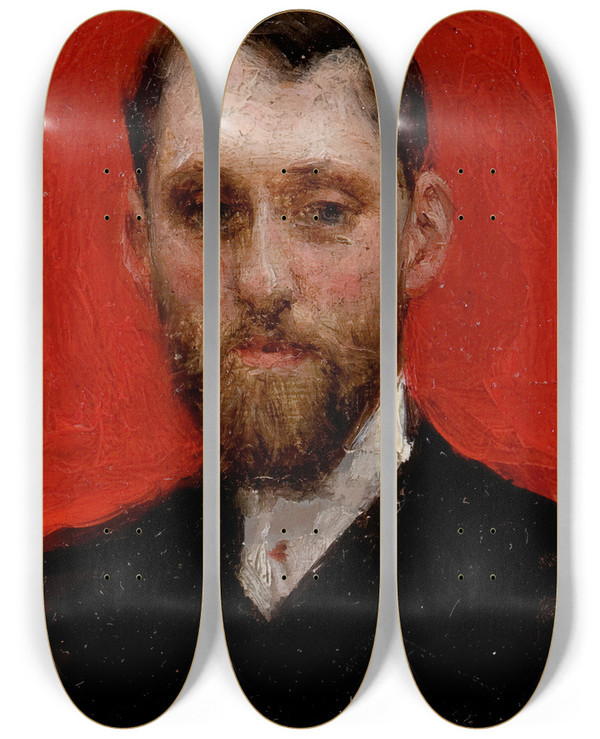 Triptych art skateboard deck of Julius Leblanc Stewart Portrait Of The Painter Charles Theriat by Julius Leblanc Stewart (1855-1919)