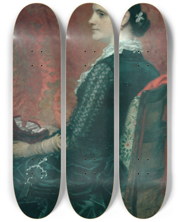 Triptych art skateboard deck of Thomas Hicks Mrs Thomas Hicks by Thomas Hicks (1823-1890)
