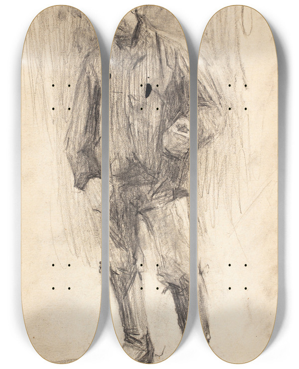 Triptych art skateboard deck of Magnus Enckell Maalaismies Luonnos by Magnus Enckell (1870-1925)