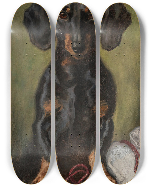 Triptych art skateboard deck of Alexander Pock Der Liebe Se Kluge Frhliche Treue Mungerl by Alexander Pock (1871-1950)