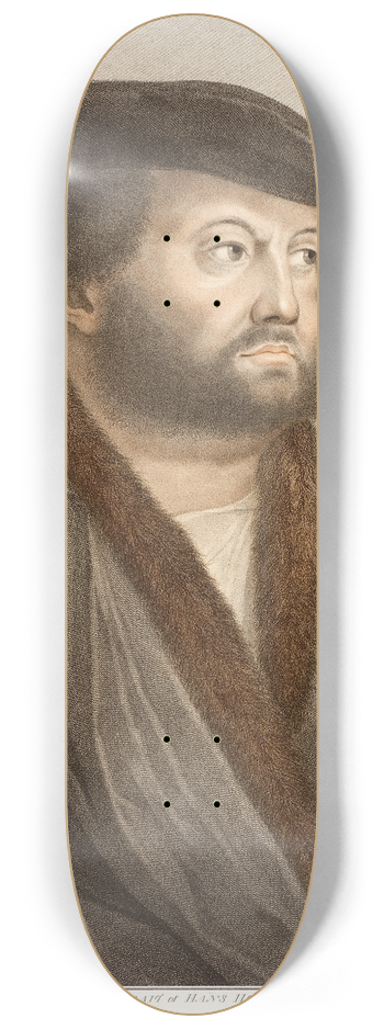 Francesco Bartolozzi - Portrait of Hans Holbein at Kensington Palace 8.25 inch art skate deck