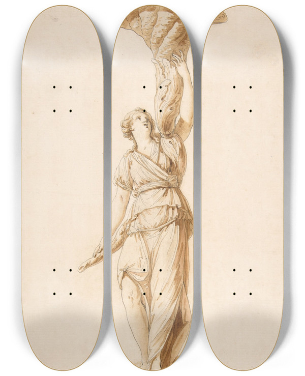 Triptych art skateboard deck of Jeanjacquesfranois Le Barbier Design For A Torchre by Jean-Jacques-Franois Le Barbier (1738-1826)