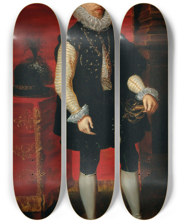 Triptych art skateboard deck of Follower Of Peter Paul Rubens Portrait Of Archduke Albrecht Vii Of Austria_2 by Follower Of Peter Paul Rubens (1577-1640)