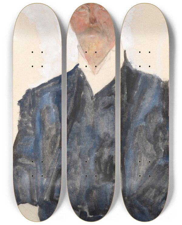Triptych art skateboard deck of Egon Schiele Portrt Otto Wagner by Egon Schiele (1890-1918)