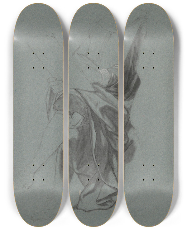 Triptych art skateboard deck of Nicaise De Keyser The Engraver Lucas Vorsterman I by Nicaise De Keyser (1813-1887)