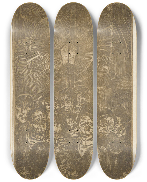 Triptych art skateboard deck of Aloys Wach Kriegsbericht by Aloys Wach (1892-1940)