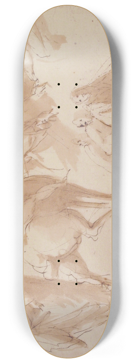 Francesco Curia - Figure Studies; Warrior on Horseback, and Groups of Standing Female Figures 8.25 inch art skate deck