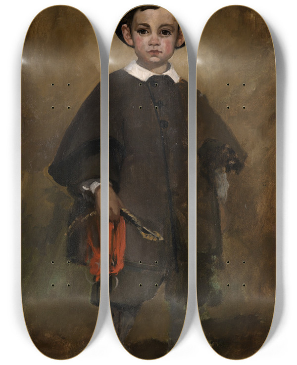 Triptych art skateboard deck of Douard Manet Portrait Of A Child by douard Manet (1832-1883)