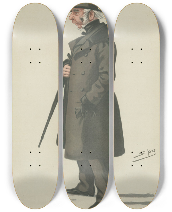 Triptych art skateboard deck of Leslie Matthew Ward Politicians East Cornwall Lord Robartes 4 February 1882 by Leslie Matthew Ward (1851-1922)