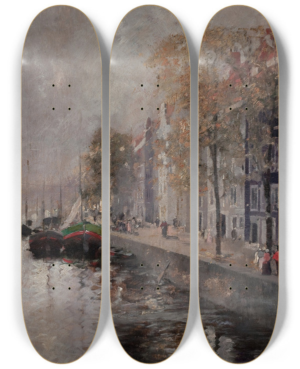 Triptych art skateboard deck of Friedrich Stahl Amsterdam by Friedrich Stahl (1863-1940)