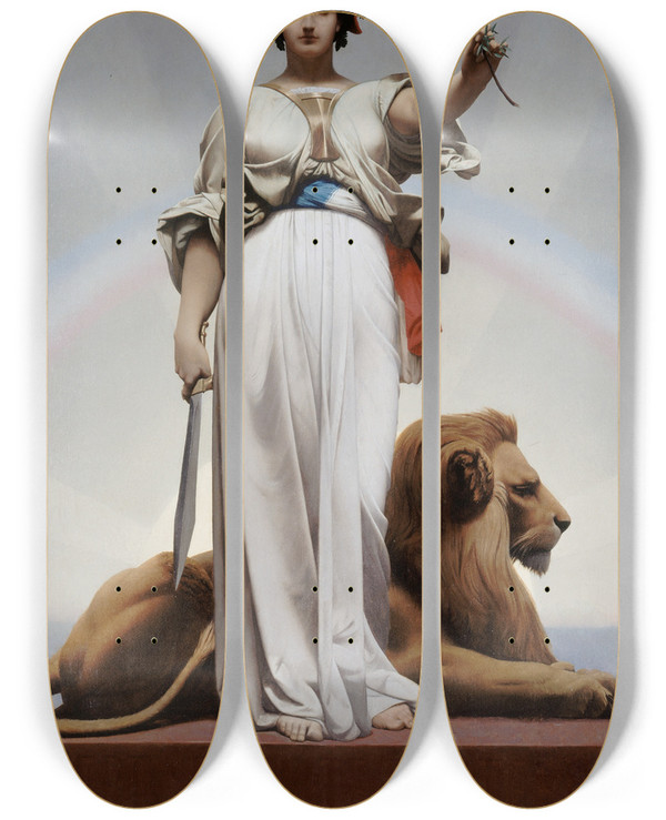 Triptych art skateboard deck of Jeanlon Grme La Rpublique by Jean-Lon Grme (1824-1904)
