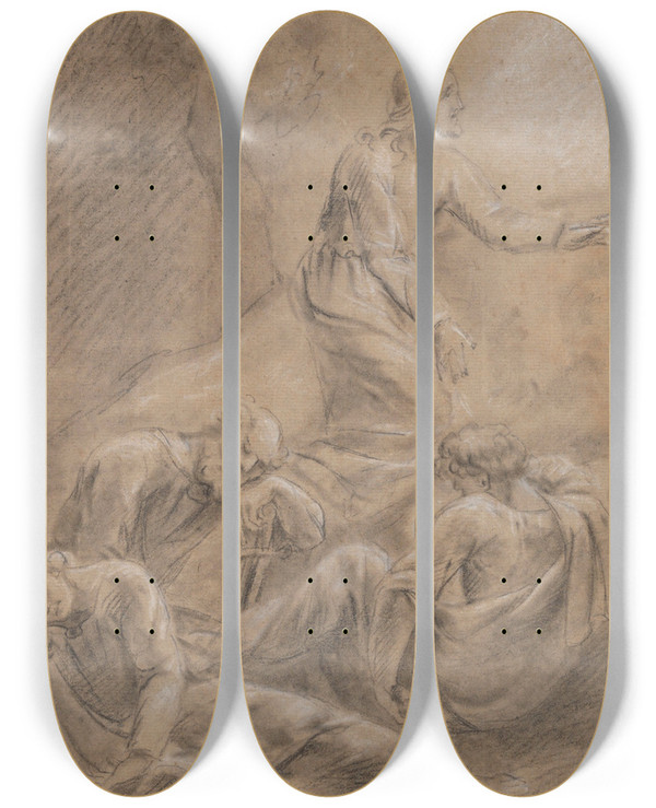 Triptych art skateboard deck of Jean Antoine Verschaeren The Agony Of Christ by Jean Antoine Verschaeren (1803-1863)