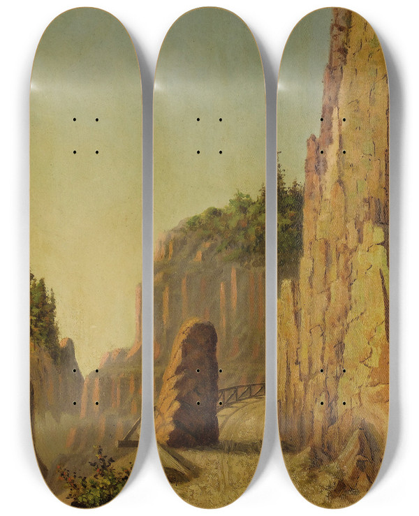 Triptych art skateboard deck of Grafton Tyler Brown Grand Canyon Yellowstone by Grafton Tyler Brown (1841-1918)