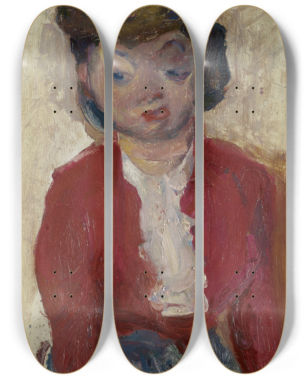 Triptych art skateboard deck of Cham Soutine Young English Woman by Chaim Soutine (1893-1943)