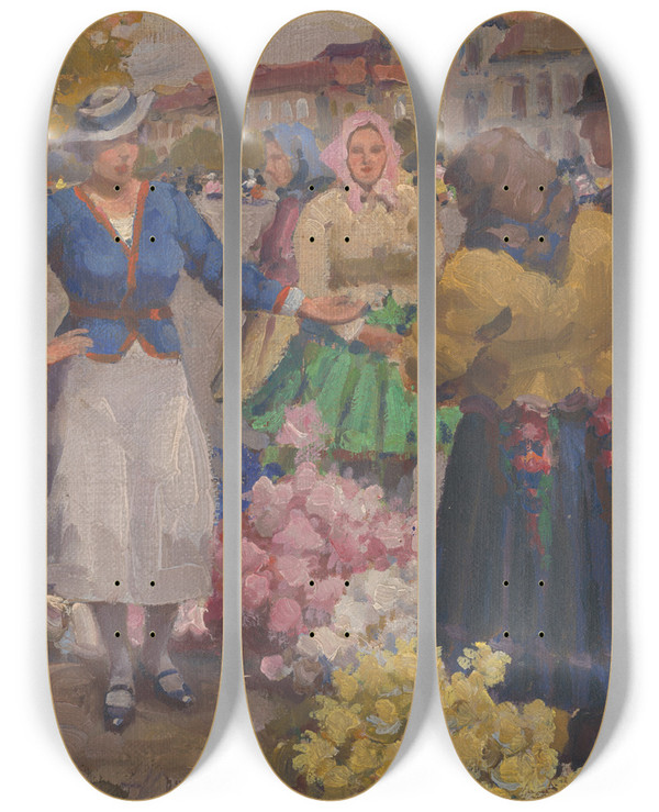 Triptych art skateboard deck of Teodor Jozef Mousson Duiky by Jozef Teodor Mousson