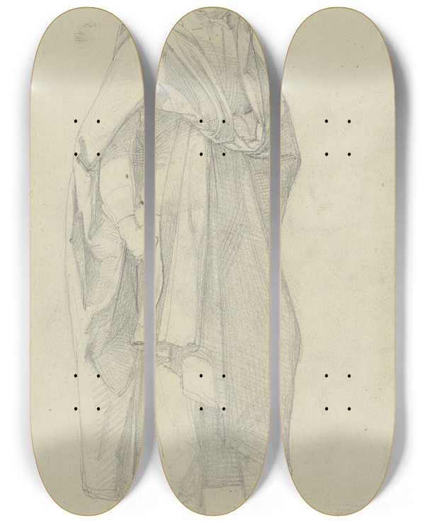 Triptych art skateboard deck of Johann Heinrich Hasselhorst Painter Cortes by Johann Heinrich Hasselhorst (1825-1904)