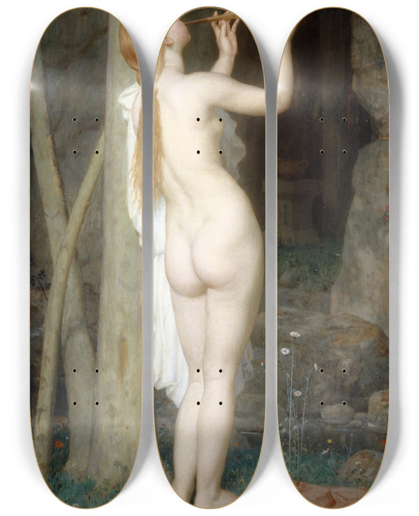 Triptych art skateboard deck of Charles Gleyre The Sorceress by Charles Gleyre (1806-1874)