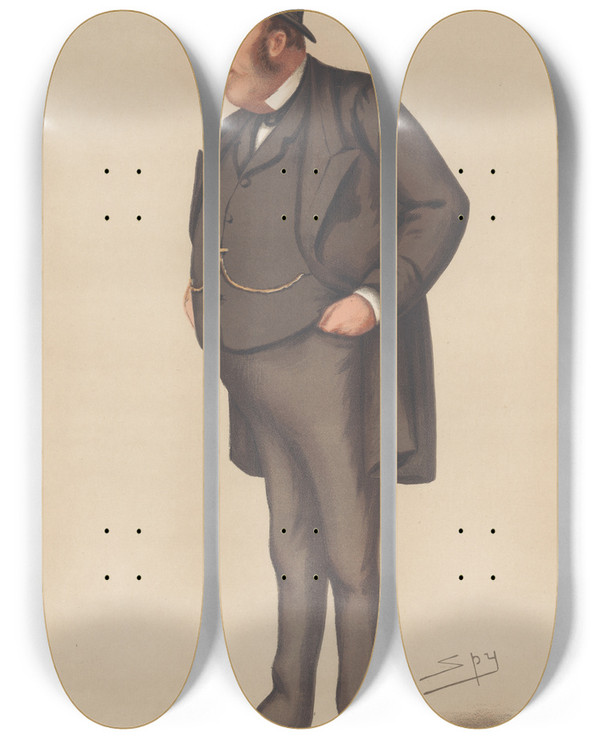 Triptych art skateboard deck of Leslie Matthew Ward Legal Attorneygeneral John Holker February 9 1878 by Leslie Matthew Ward (1851-1922)