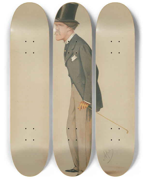 Triptych art skateboard deck of Carlo Pellegrini Literary Chesterfield Letters The Earl Of Desart January 31 1874 by Carlo Pellegrini (1839-1889)