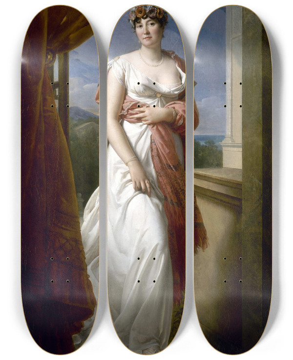 Triptych art skateboard deck of Franois Grard Portrait Of Theresia Cabarrus 17731835 Wife Tallien Then Princess Of Caramanchimay by Francois Gerard (1770-1837)